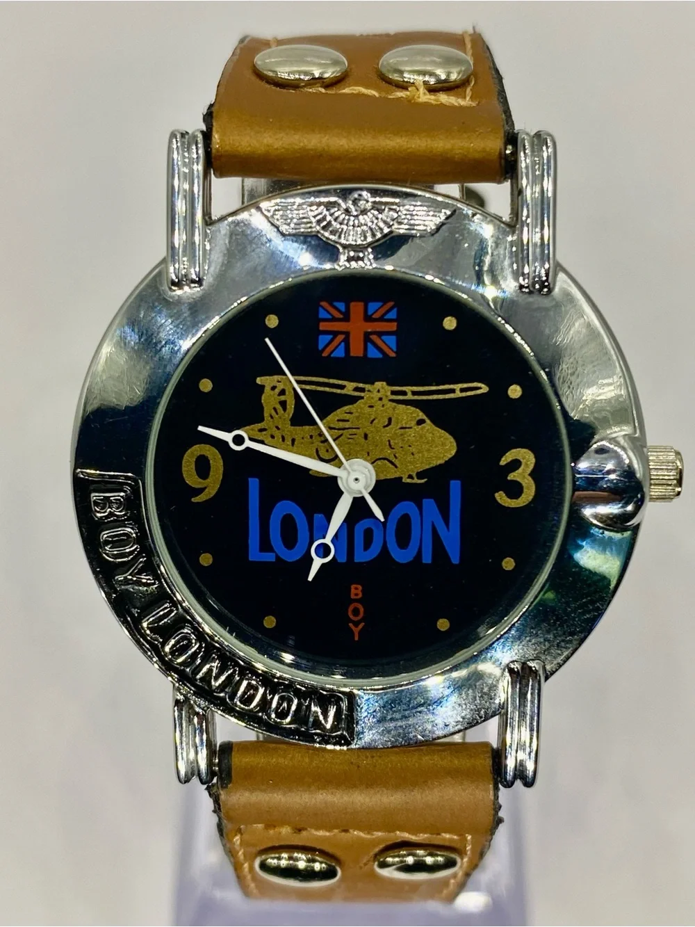 London Boy Men's Tan Leather Strap Watch /  Black Dial ^^^